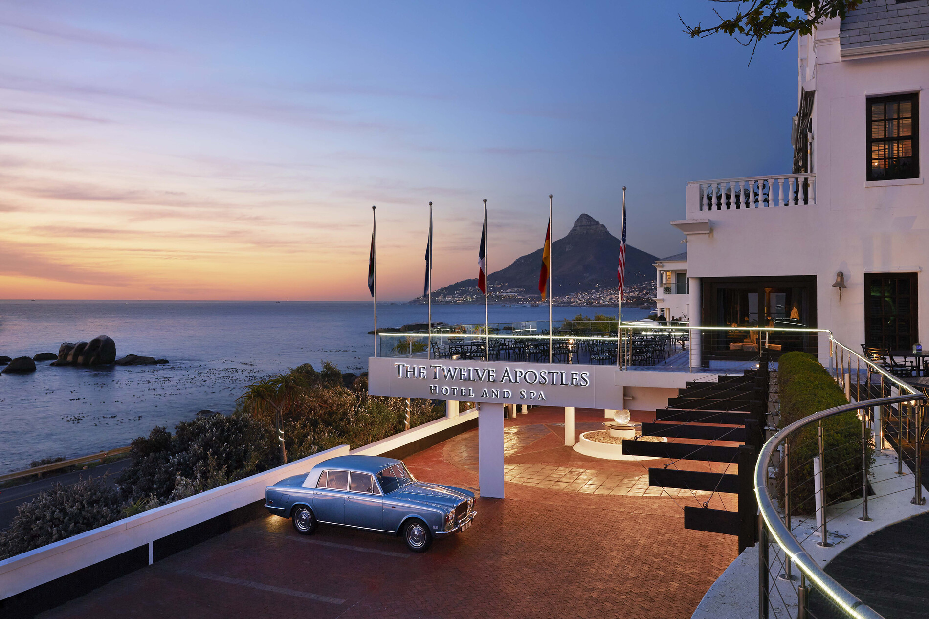 The Twelve Apostles Hotel and Spa on Cape Town's Atlantic coast at sunset